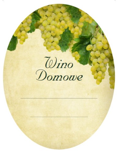 Etykieta owalna na wino domowe BIAŁE WINOGRONA