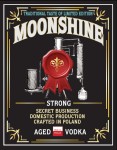 Etykieta na butelkę "Moonshine STRONG Aged Vodka"