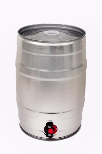 Mini-Keg 5L srebrny z kranikiem do nalewania piwa domowego, akcesoria piwowarskie