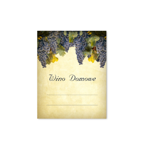 Etykieta na butelkę WINO DOMOWE CIEMNE WINOGRONA